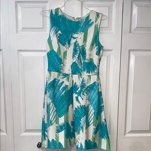 Just...Taylor Aqua and White Patterned Dress